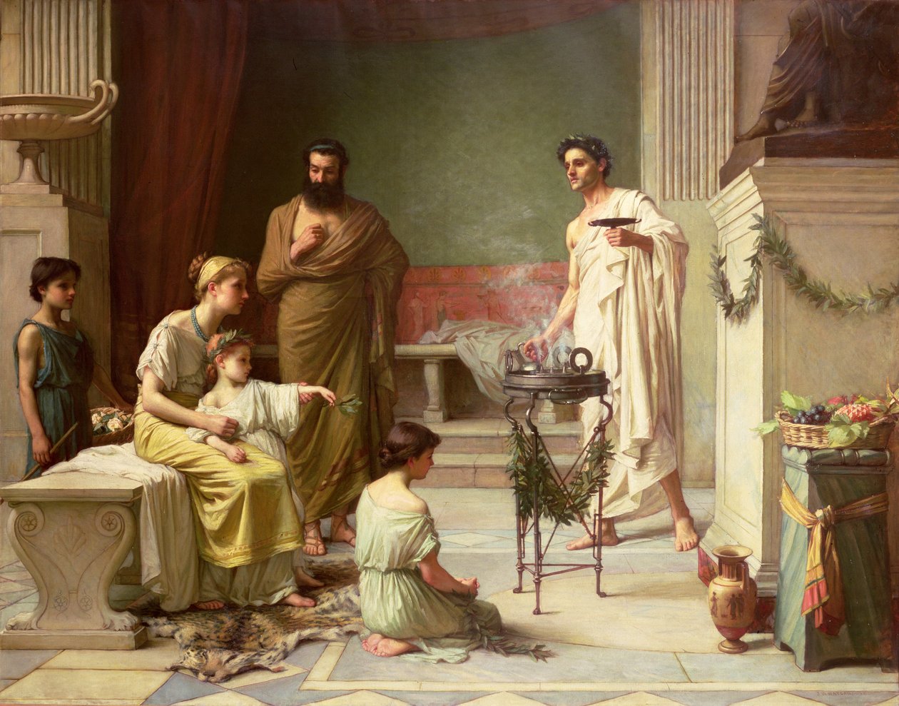 Der Besuch eines kranken Kindes im Tempel des Äskulap, 1877 von John William Waterhouse