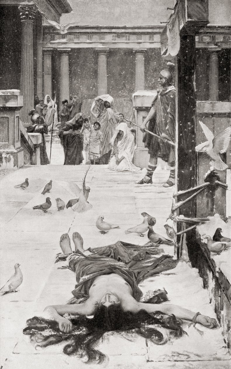 Das Martyrium der Heiligen Eulalia, nach dem Gemälde von John William Waterhouse, aus Hutchinsons Geschichte der Nationen, veröffentlicht 1915 von John William Waterhouse