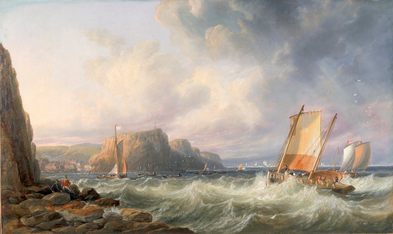 Vor der Küste von Yorkshire, Staithes von John Wilson Carmichael