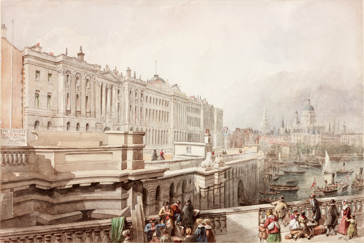 Somerset House und St. Pauls von der Waterloo-Brücke von John Wilson Carmichael