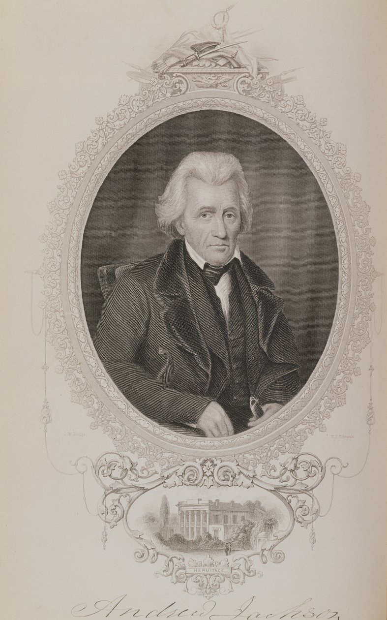 Andrew Jackson, aus Die Geschichte der Vereinigten Staaten, Band II, von Charles Mackay, graviert von W.J. Edwards von John Wood Dodge