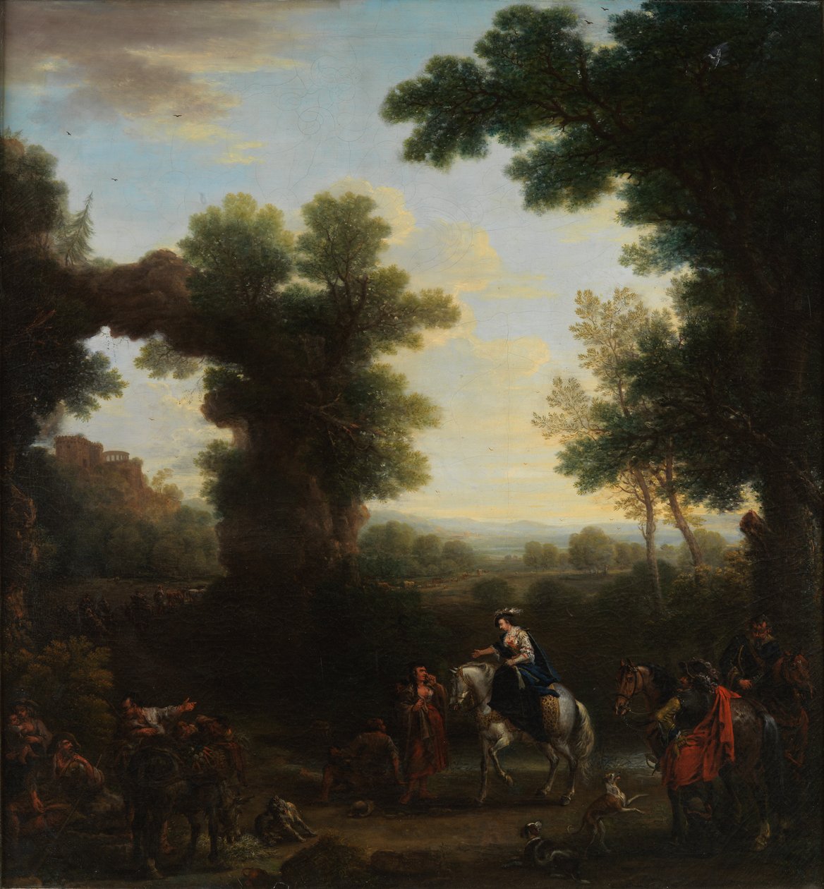 Klassische Landschaft mit römischen Figuren von John Wootton