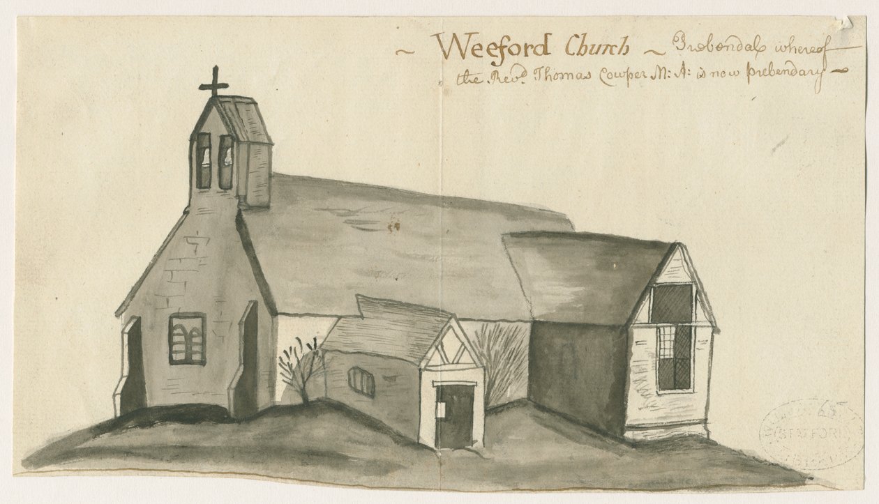 Weeford Kirche: Sepiawaschzeichnung, undatiert [1784] von John Wright
