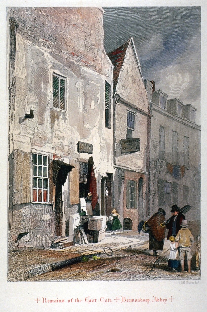 Ansicht des Osttors der Überreste der Abtei St. Saviour, Bermondsey, London, 1851 von John Wykeham Archer