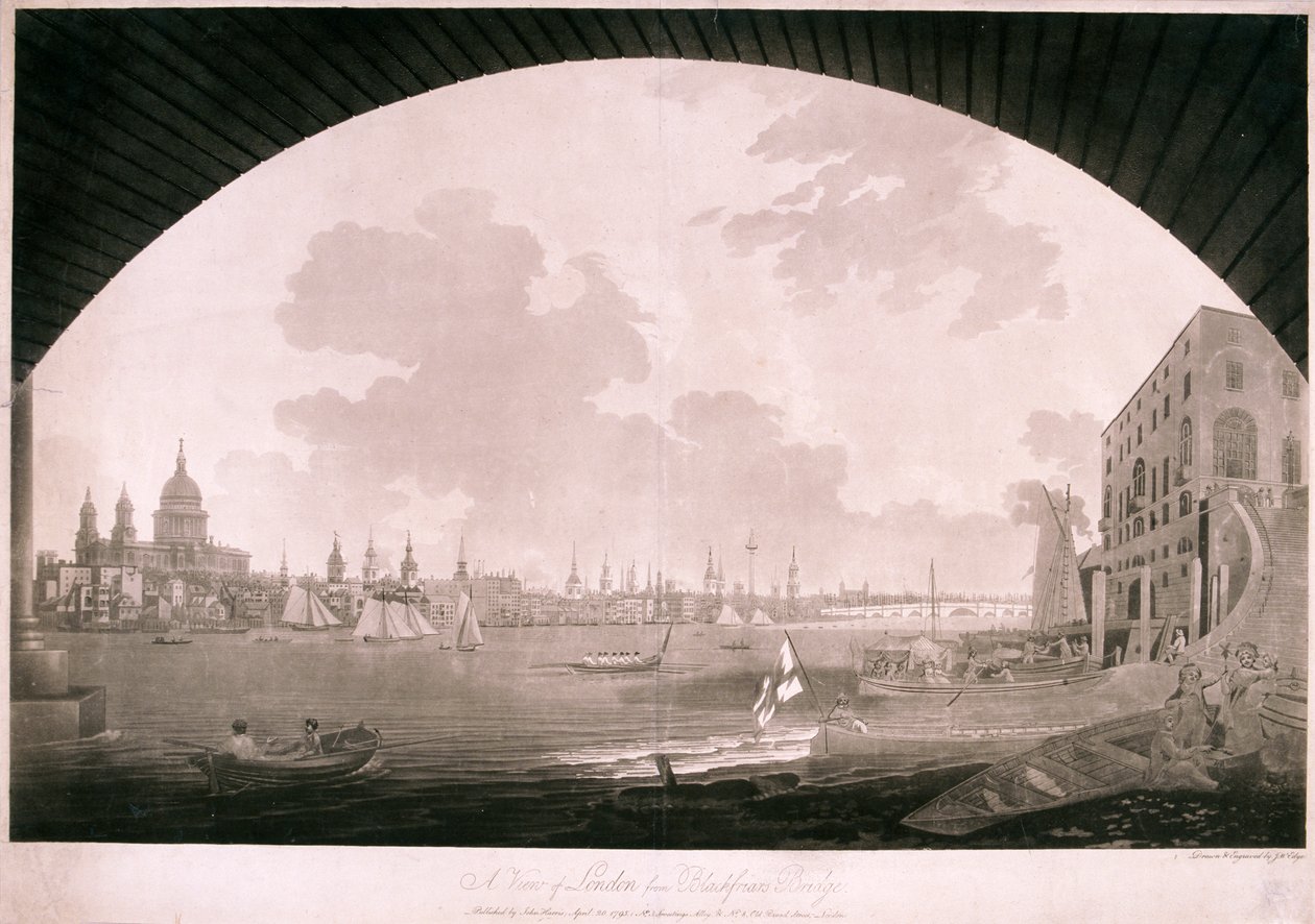 City of London von der Blackfriars Bridge, 1795 von John william Edy