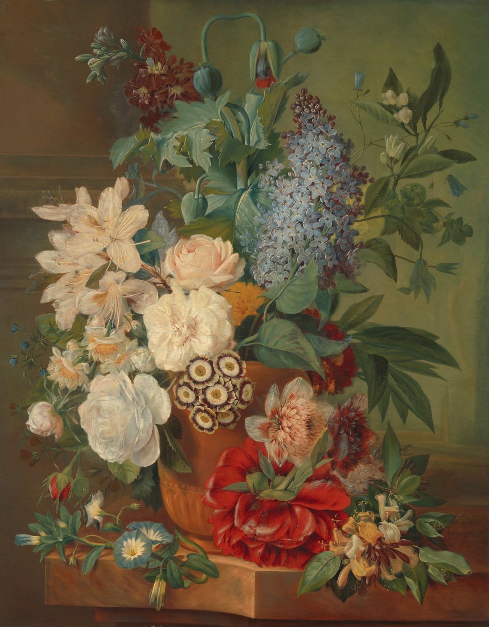 Blumen in einer Terrakottavase von Jonas Albertus Brandt