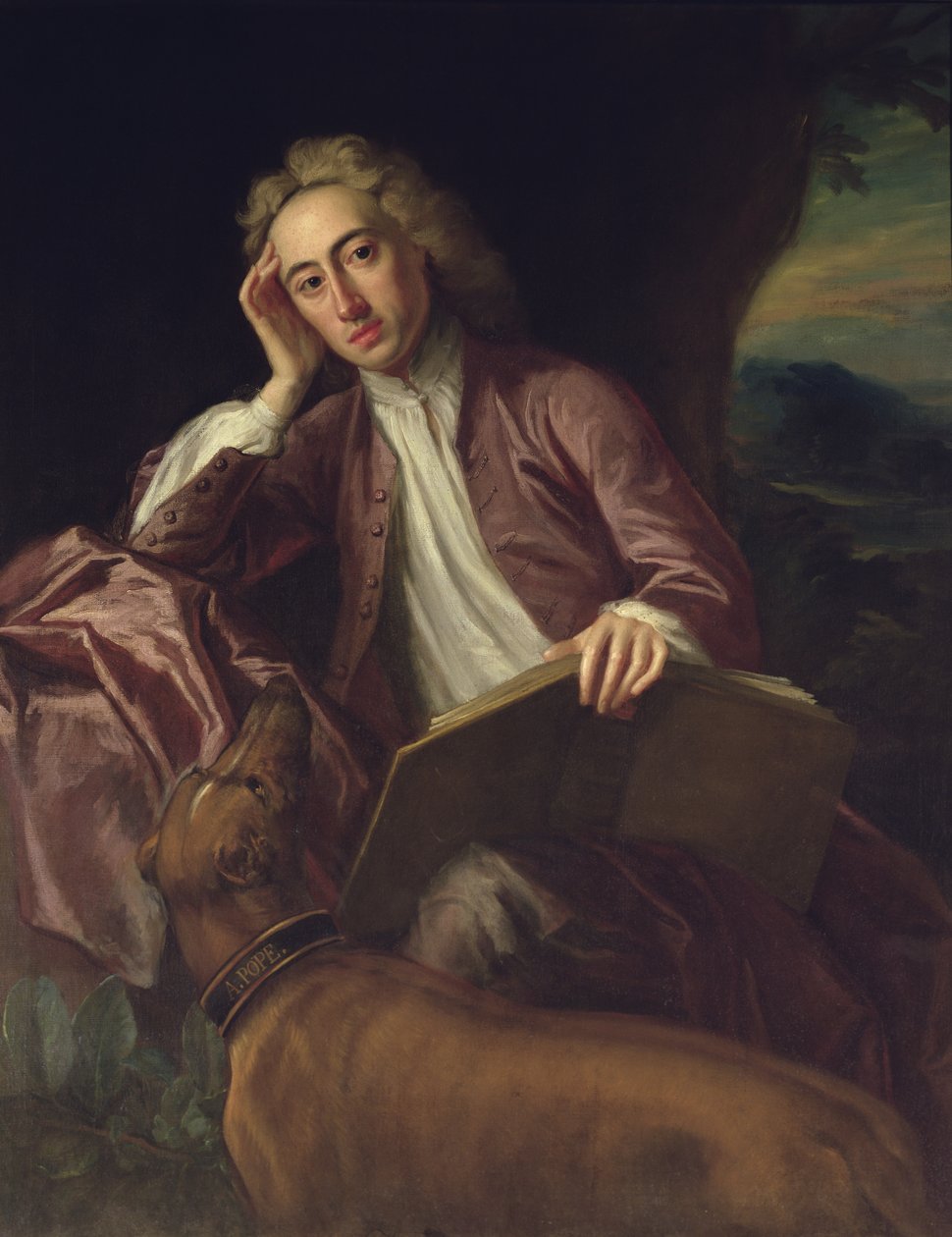 Alexander Pope und sein Hund Bounce, ca. 1718 von Jonathan Richardson