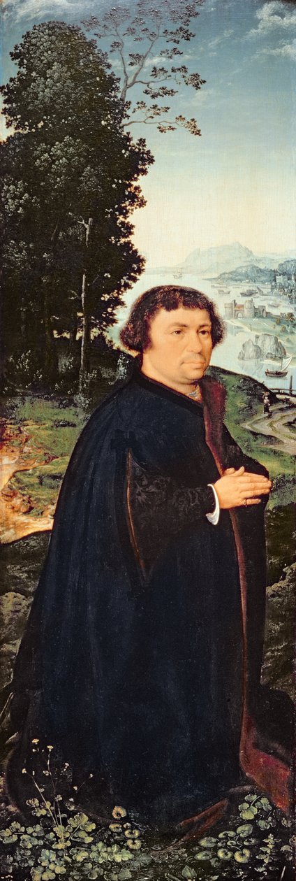 Porträt eines Spenders, der an einem Fluss kniet von Joos van Cleve