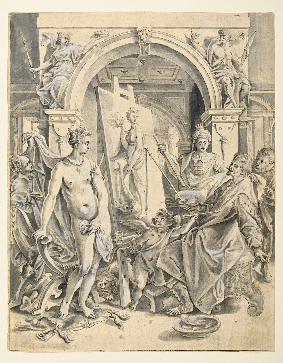Apelles malt Campaspe von Joos or Jodocus van (after) Winghe