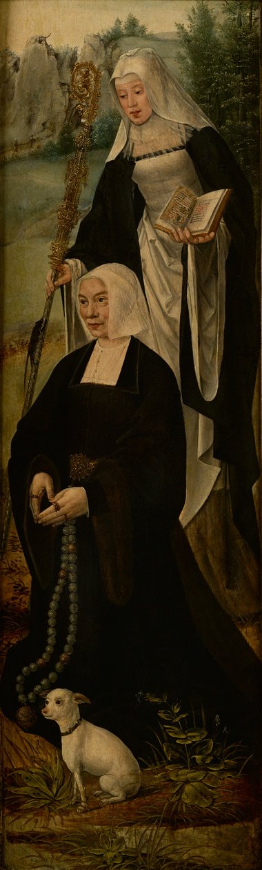 Heilige Monika und ein Spender, ein Flügel eines Altarstücks von Joos van (follower of) Cleve