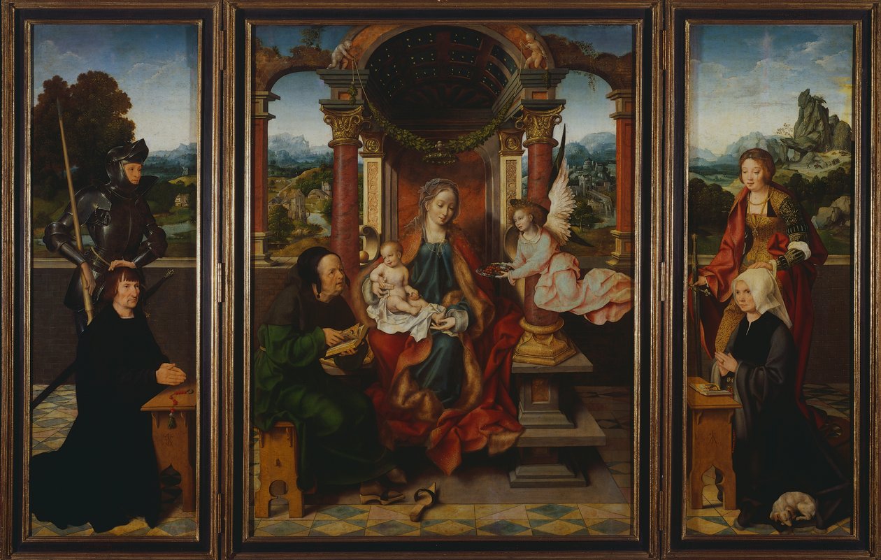 Die Heilige Familie, ca. 1530, Triptychon von Joos van Cleve