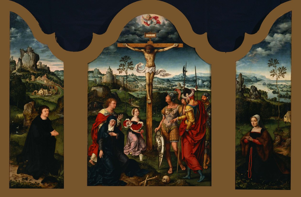 Dreifaches Festbild: Christus am Kreuz von Joos van Cleve