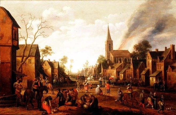 Soldaten plündern ein Dorf von Joost Cornelisz. Droochsloot