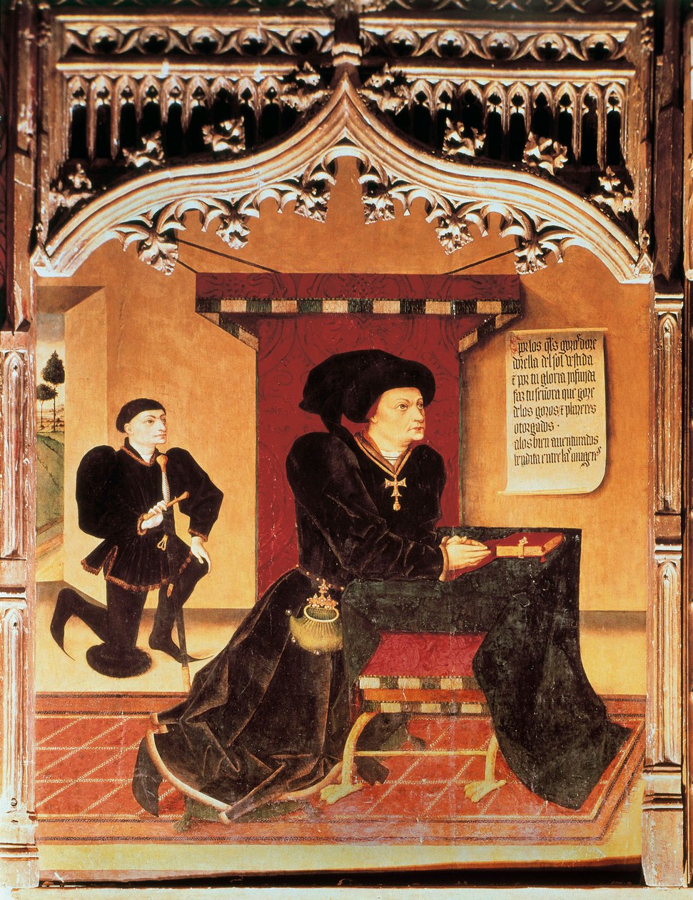 Porträt von Inigo Lopez de Mendoza, Marquis von SANTILLANA (1398-1458), spanischer Lyriker. Sammlung der spanischen Herzöge. Gemälde von Jorge INGLES (15. Jahrhundert) von Jorge Ingles