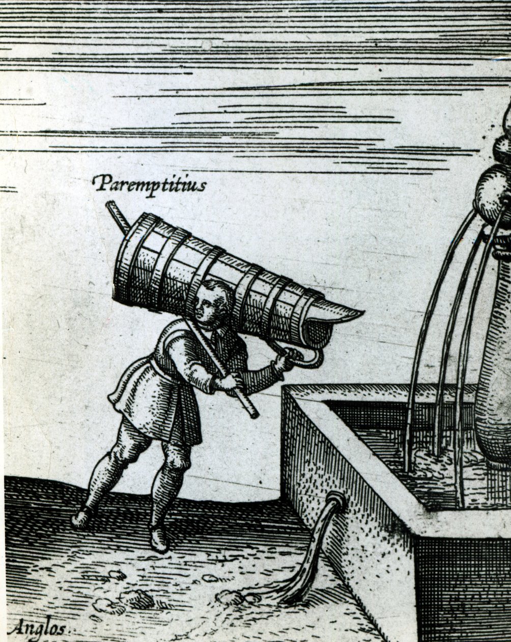Ein Lehrling holt Wasser von einem Brunnen (Detail) von Joris Hoefnagel