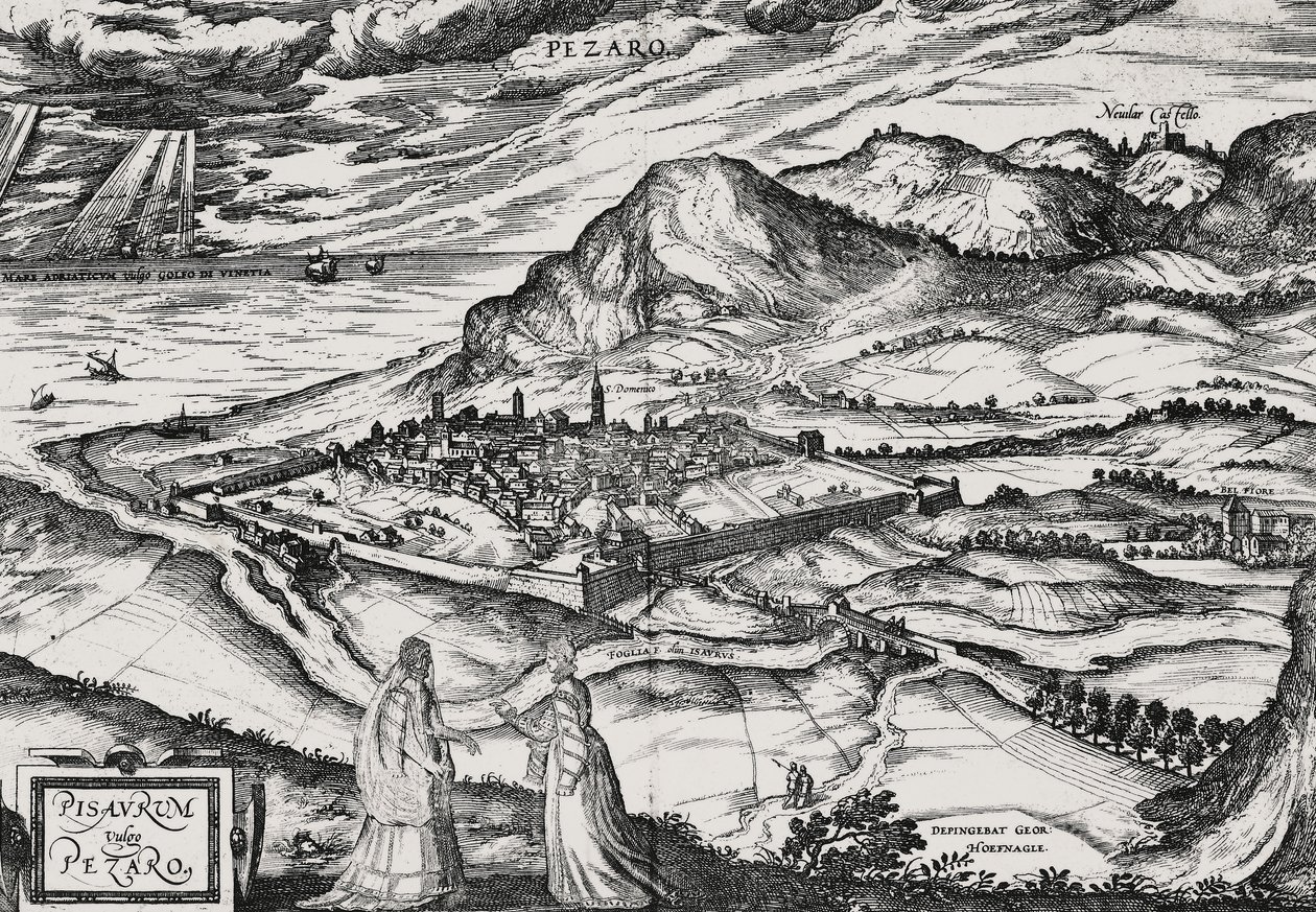 Stadt Pesaro, Gravur von Joris Hoefnagel (1542-1601) von Joris Hoefnagel