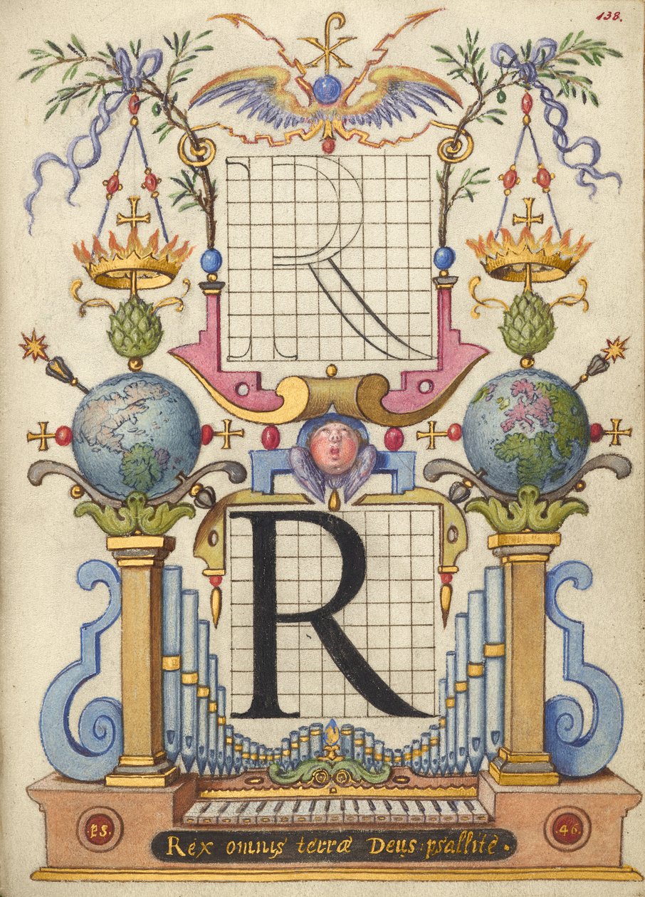 Anleitung zum Konstruieren des Buchstabens R von Joris Hoefnagel