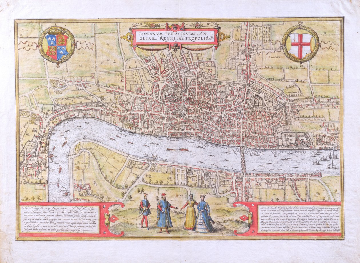 Karte von London, aus Civitates Orbis Terrarum, von Georg Braun und Frans Hogenburg, ca. 1572 von Joris Hoefnagel