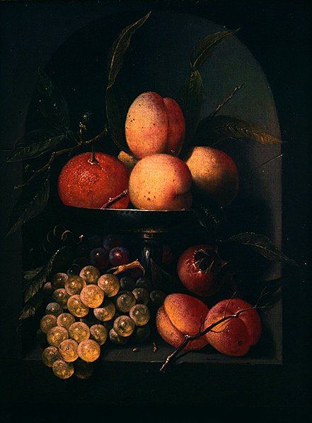 Eine Tazza mit Obst in einer Steinnische von Joris van Son