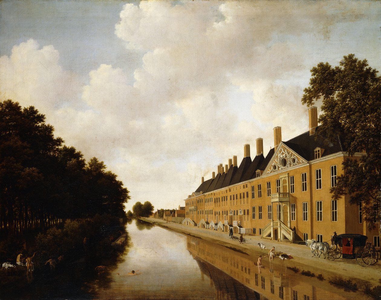 Ein Blick auf die Prinzessengracht, Den Haag, Blick auf die Bezuidenhoutsebrug und die Oost Singlesgracht, ca. 1660 von Joris van der Hagen