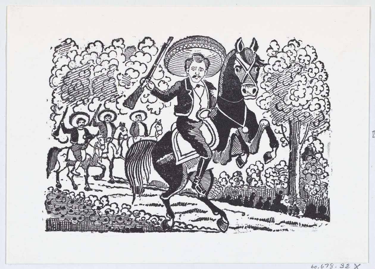 Ein revolutionärer Soldat zu Pferd mit Gewehr, Heraclio Bernal, ca. 1880-1910 von José Guadalupe Posada