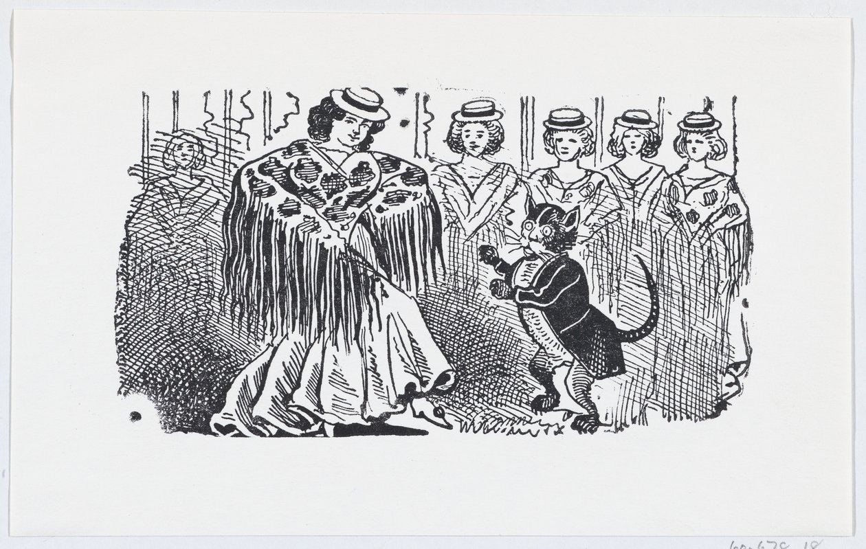 Eine Frau tanzt mit einer Katze im Anzug, ca. 1880-1910 von José Guadalupe Posada
