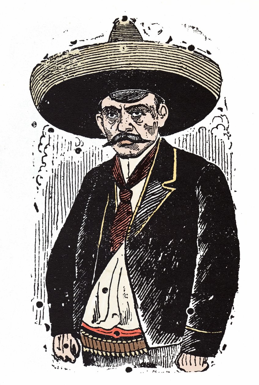 Emiliano Zapata (1880-1919), mexikanischer Revolutionär. Xylographie von Jose Guadalupe Posada (1852-1913) von José Guadalupe Posada