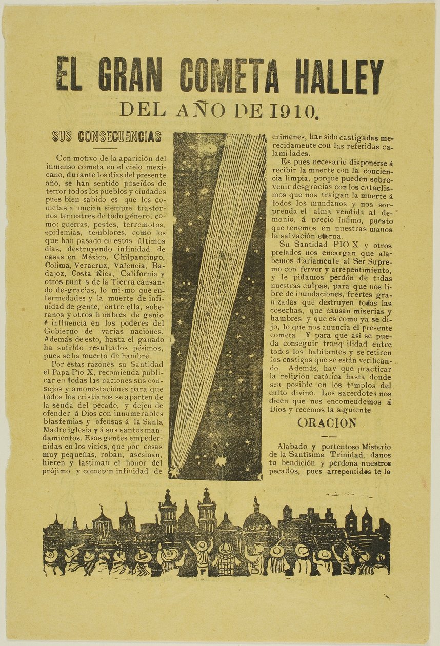 Der große Halleysche Komet, 1899, veröffentlicht 1910 von José Guadalupe Posada