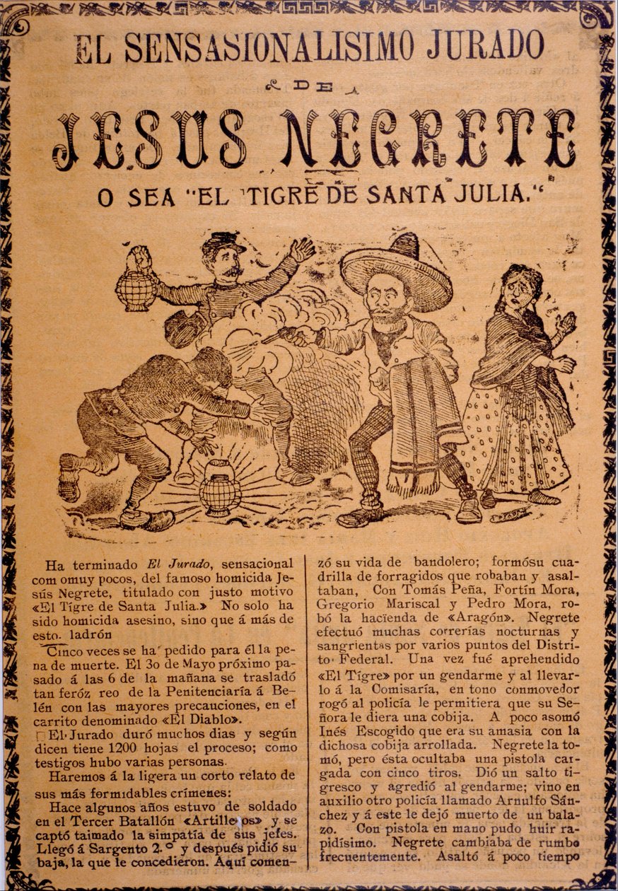 Die sehr sensationelle Handlung von Jesús Black, alias Der Tiger von Santa Julia von José Guadalupe Posada