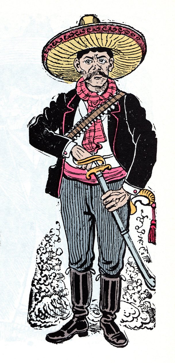 Mexikanische Revolution (1910-1920) - Salazar Amador, revolutionärer Anhänger von Emiliano Zapata - Holzschnitt von Jose Guadalupe Posada (1852-1913) von José Guadalupe Posada