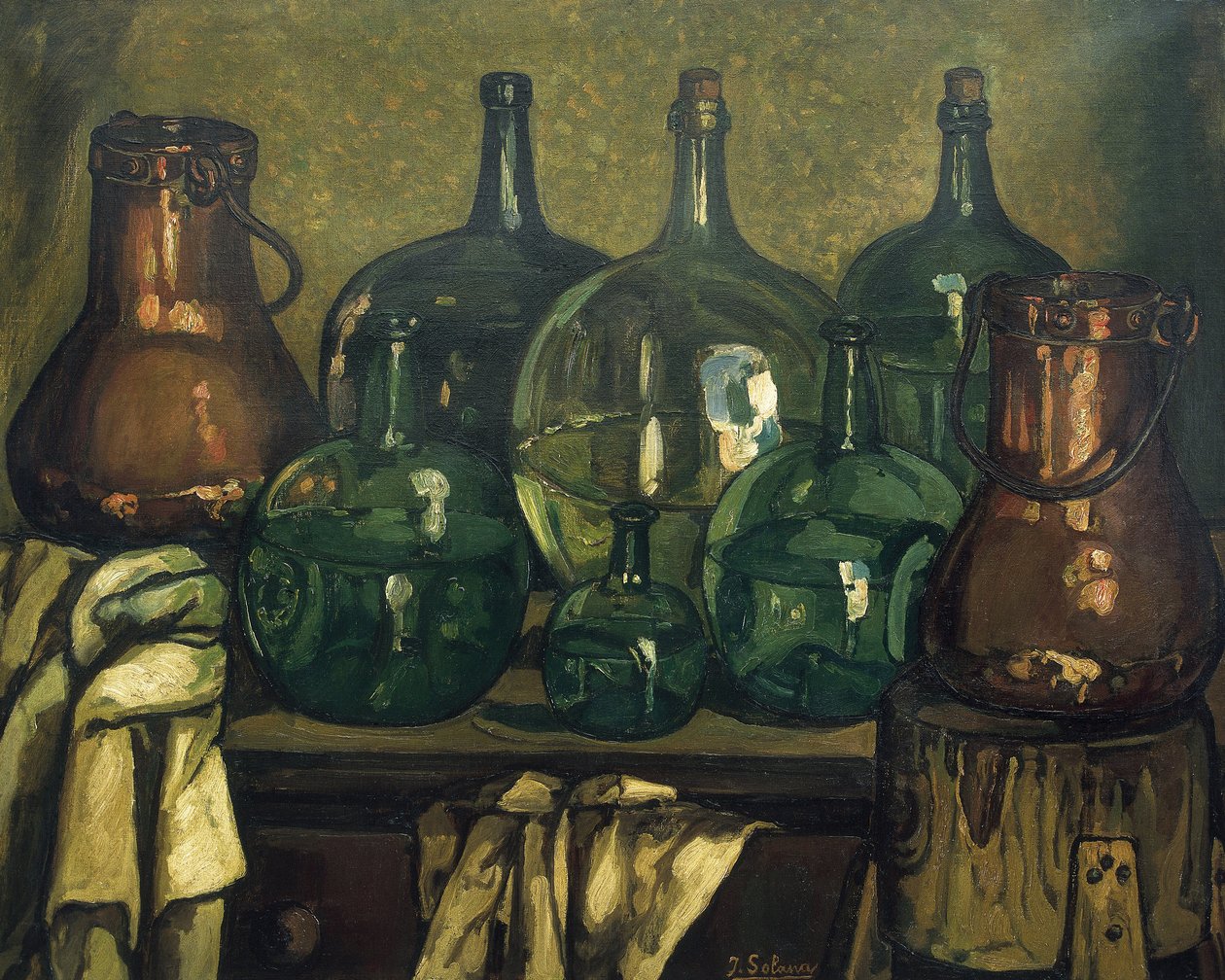 GUTIERREZ SOLANA, Jose (1886-1945). Stillleben mit Flasche. 1927. Zeitgenössische Kunst. Öl auf Leinwand. Private Sammlung von Jose Gutierrez Solana
