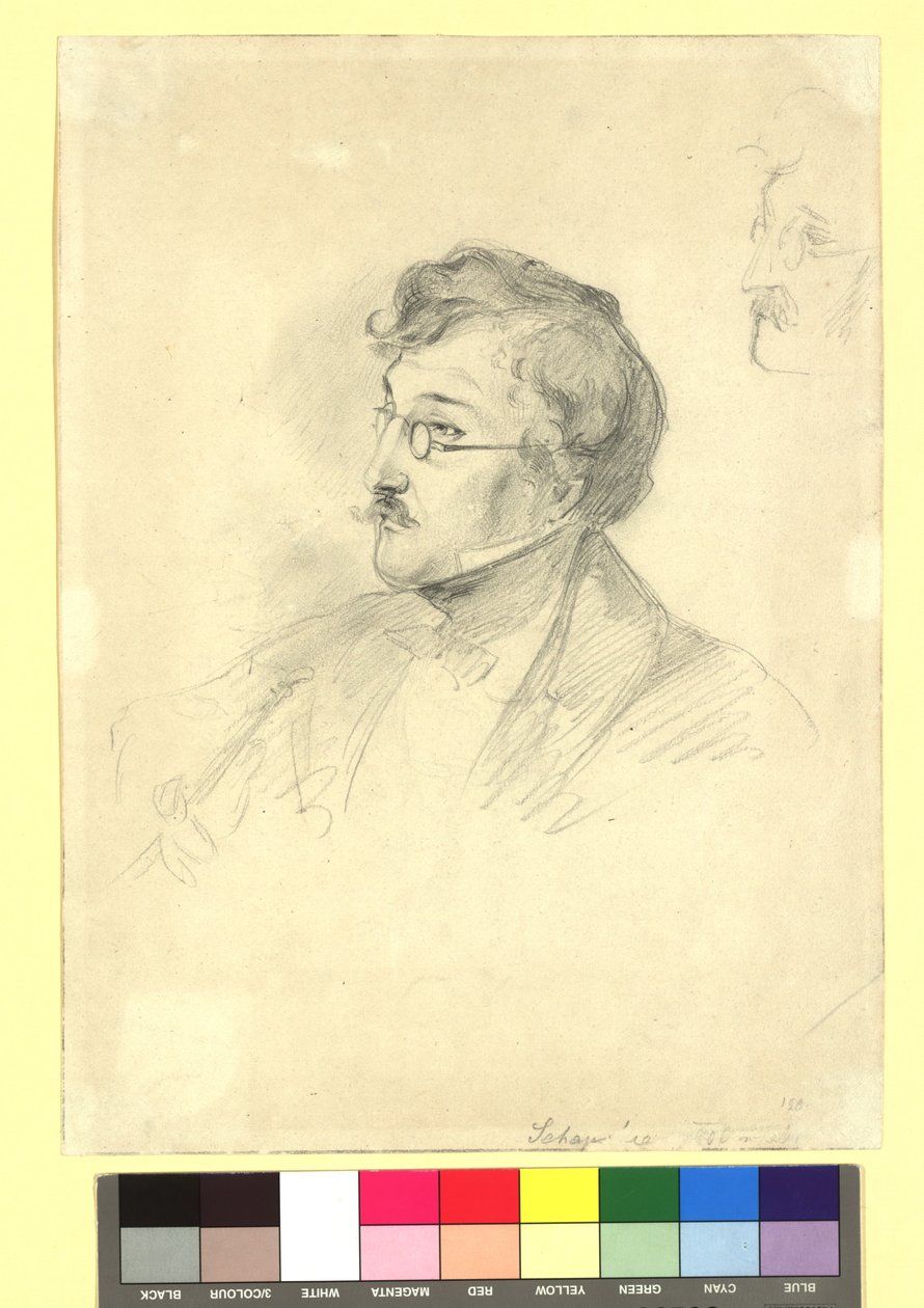 Studie (Detail) zum Gemälde "Die Schachpartie" von Josef Danhauser