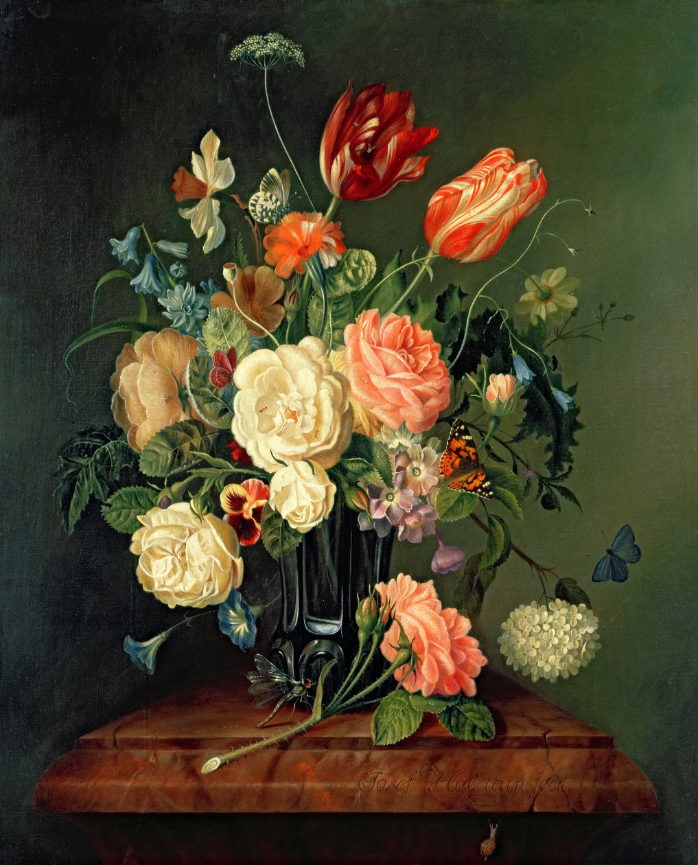 Stillleben mit gemischten Blumen von Josef Holstayn