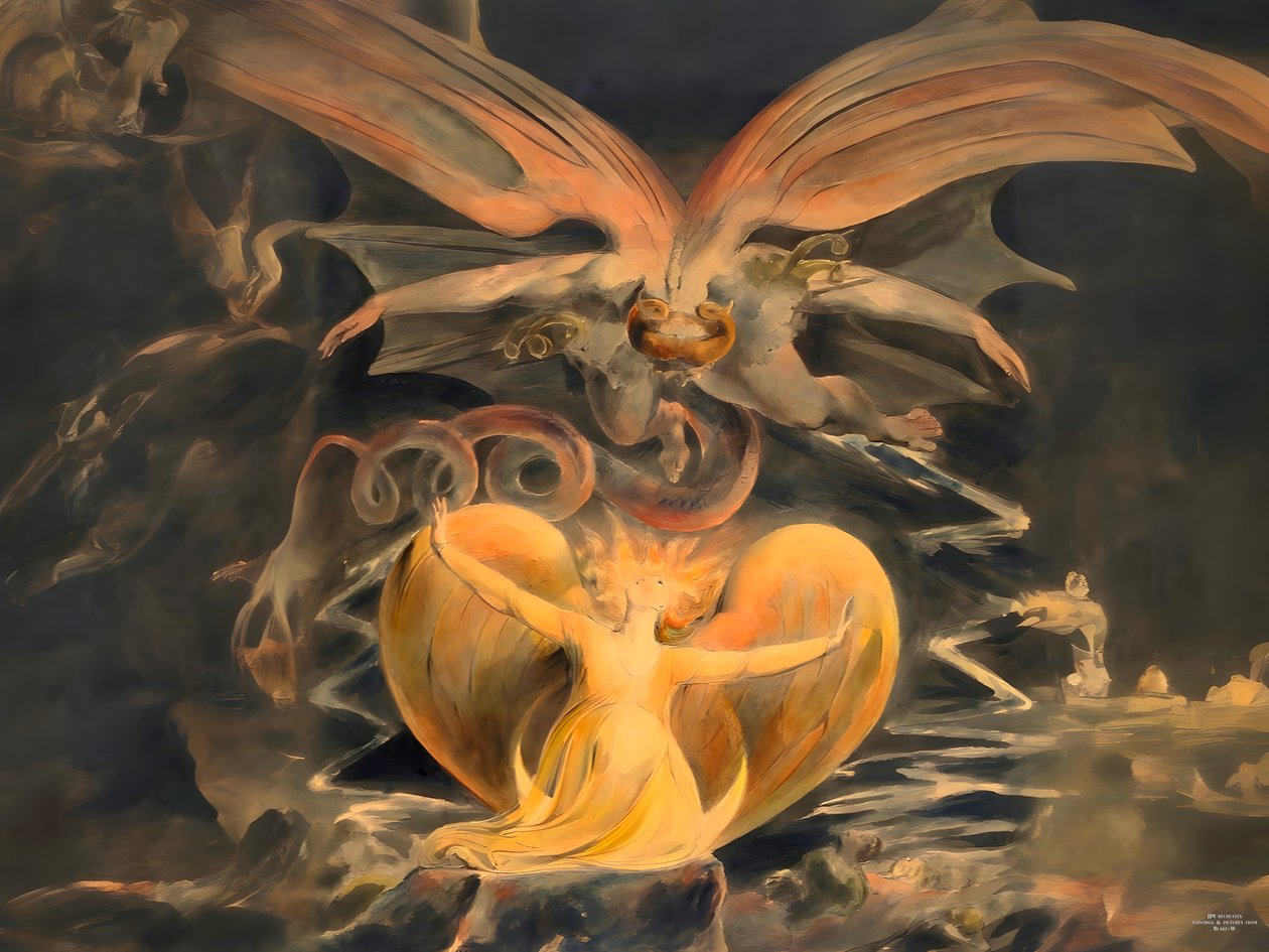 Der große rote Drache und die Frau mit der Sonne bekleidet von Josef Johann Michel