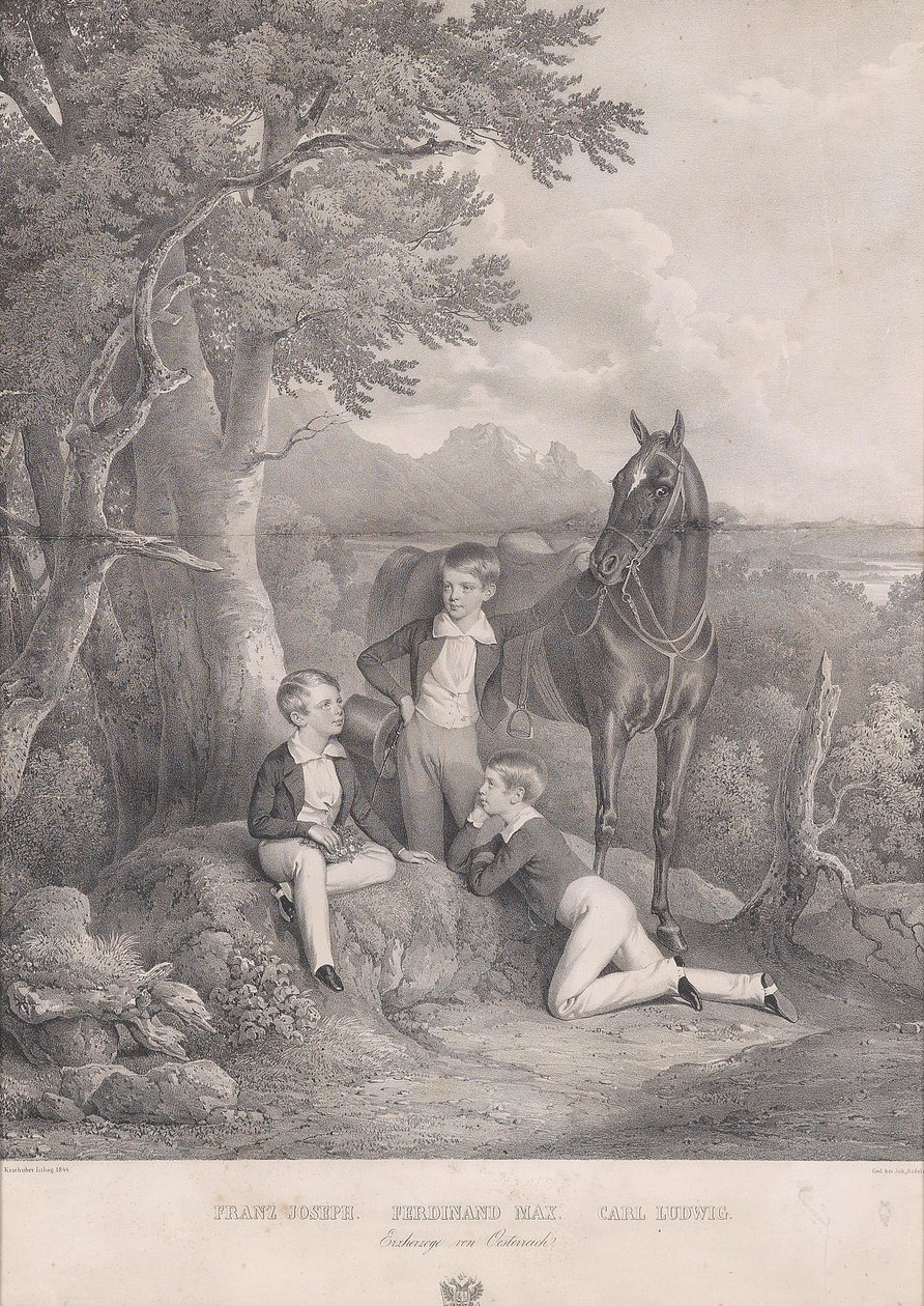 Die Erzherzöge Franz Joseph - Ferdinand Max - Carl Ludwig 1844 von Josef Kriehuber