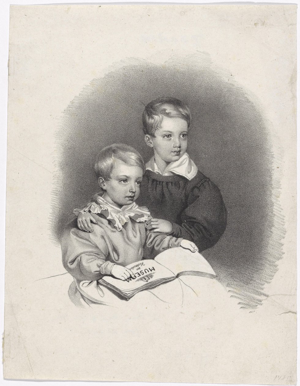 Kronprinz Franz Joseph und Erzherzog Ferdinand Maximilian Josef als Kinder von Josef Kriehuber