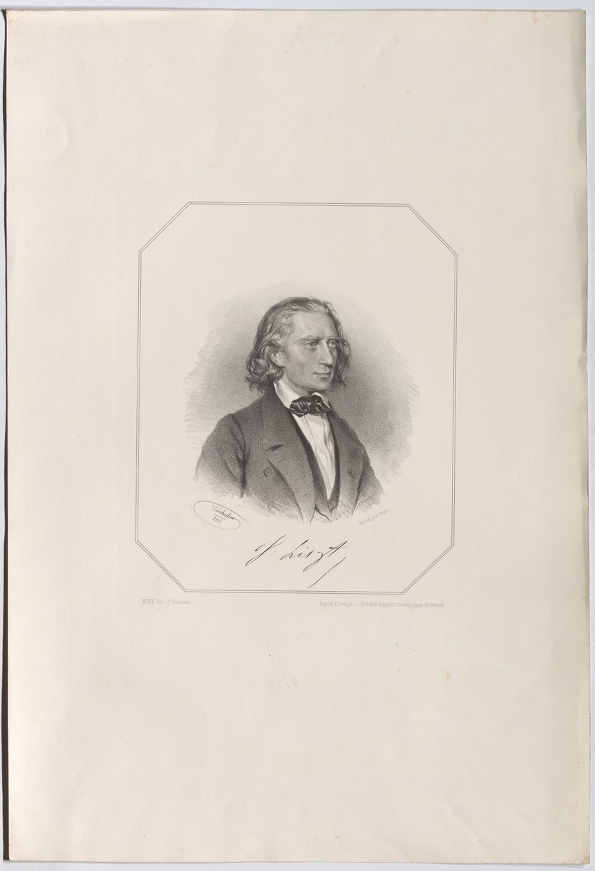 Porträt von Franz Liszt 1811-1886, 1856 von Josef Kriehuber