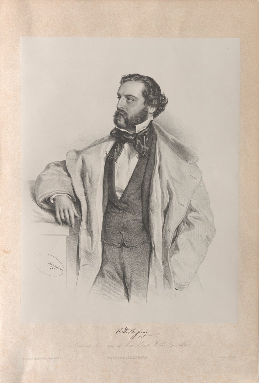Porträt des Opernsängers Achille De Bassini von Josef Kriehuber