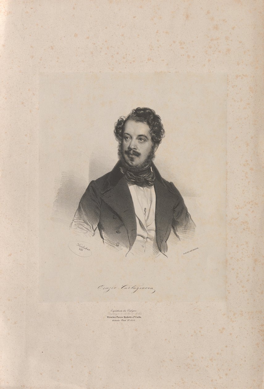 Porträt des Opernsängers Giovanni Orazio Cartagenova 1800-1841, 1838 von Josef Kriehuber