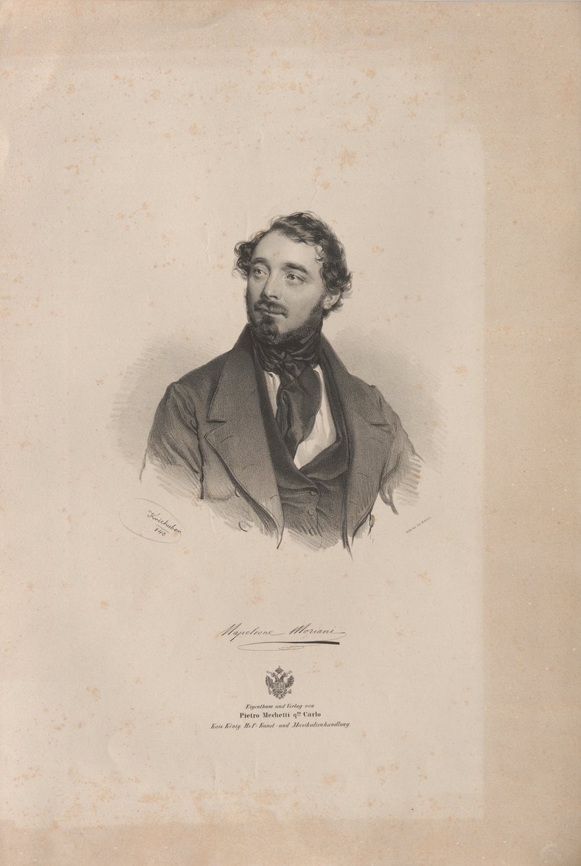 Porträt des Opernsängers Napoleone Moriani 1808-1878, 1840 von Josef Kriehuber