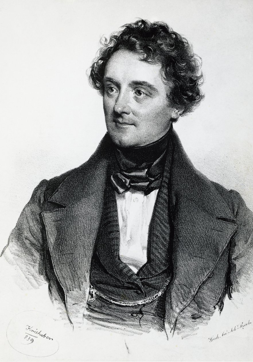 Porträt von Johann Nepomuk Eduard Ambrosius Nestroy (Wien) von Josef Nikolaus Kriehuber