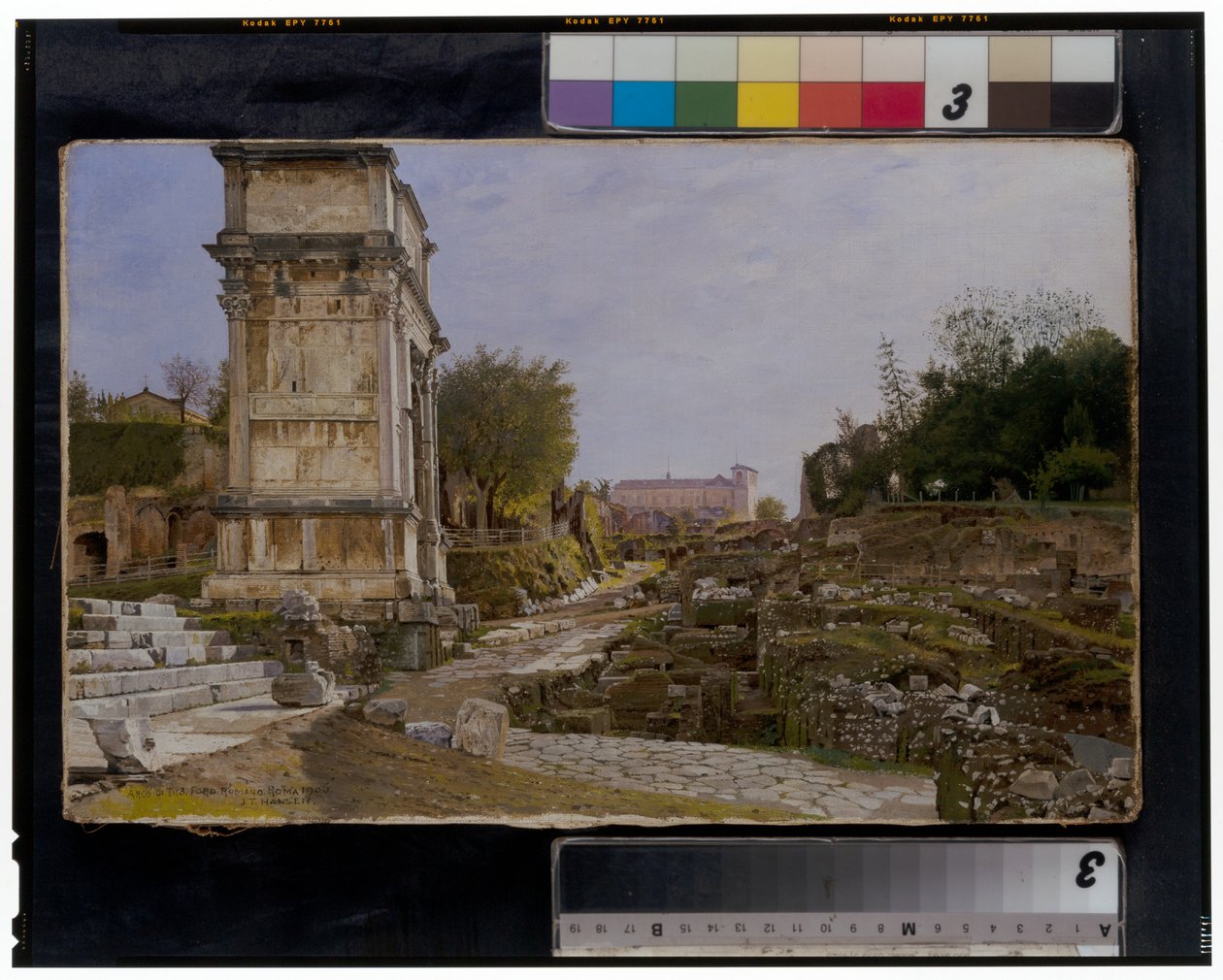 Das Forum Romanum mit dem Titusbogen und dem Kolosseum von Josef Theodor Hansen