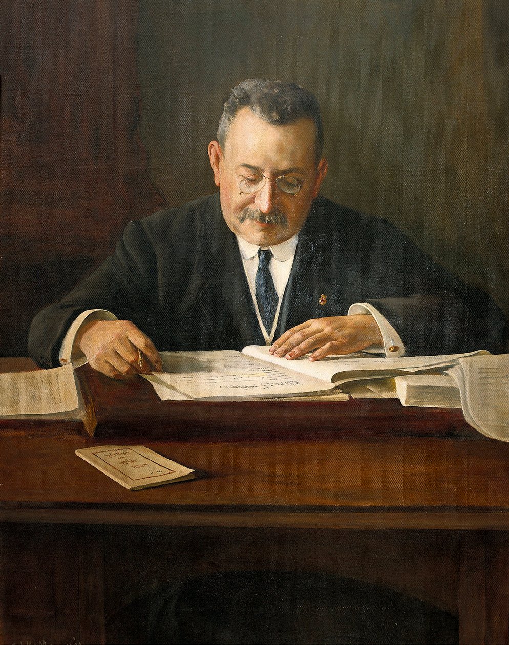 Porträt von Enric Prat de la Riba (1870-1917), katalanischer nationalistischer Politiker von Josep Maria Marquès i Puig