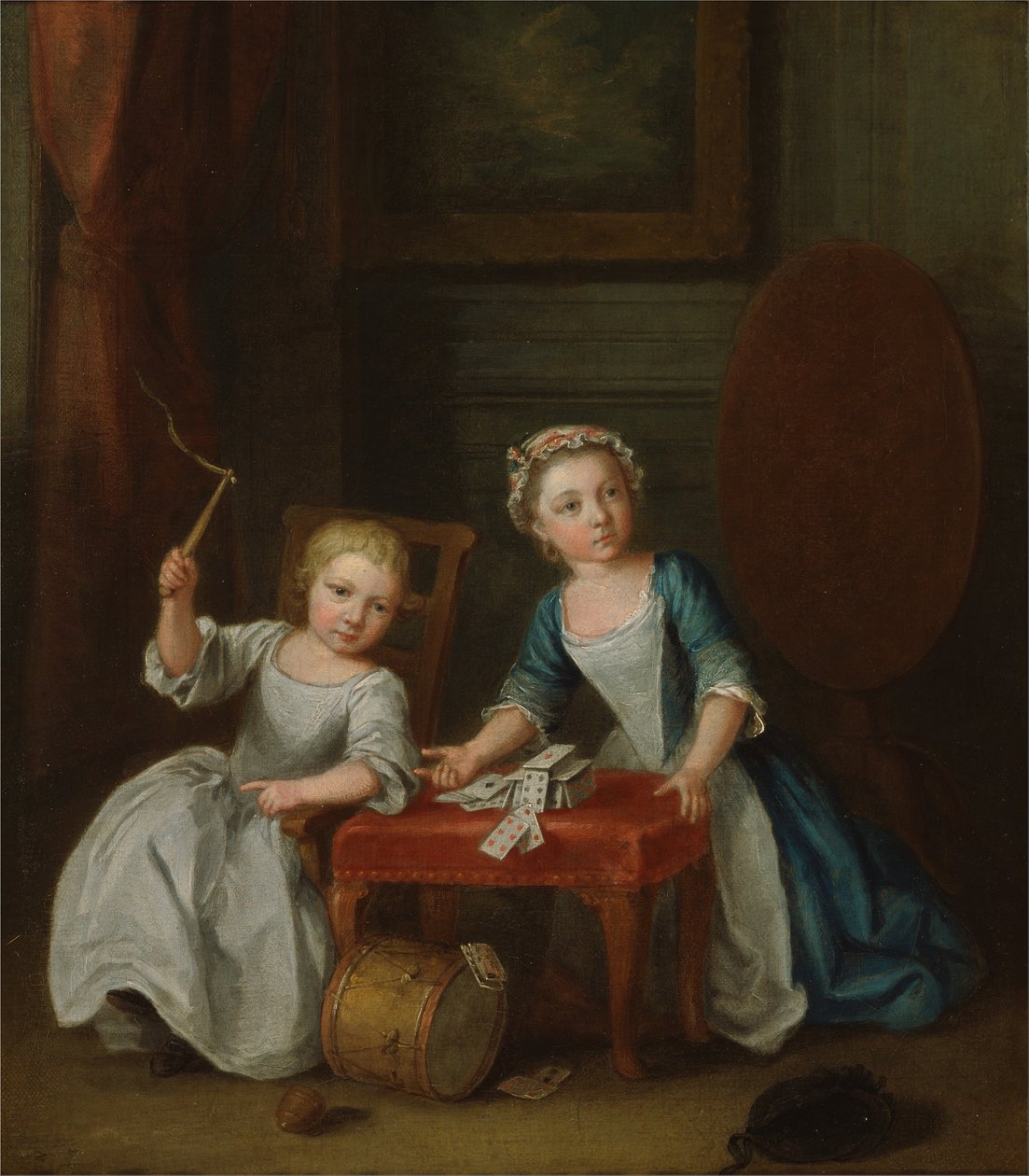 Kinder beim Spielen, wahrscheinlich der Sohn des Künstlers Jacobus und die Tochter Maria Joanna Sophia von Joseph Francis Nollekens