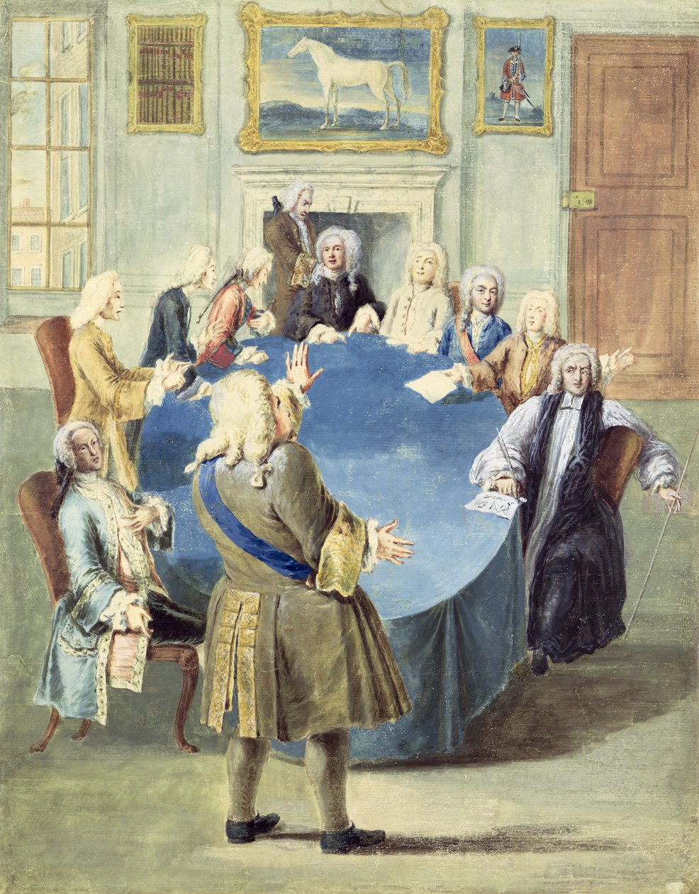 Sir Robert Walpole spricht zu seinem Kabinett von Joseph Goupy
