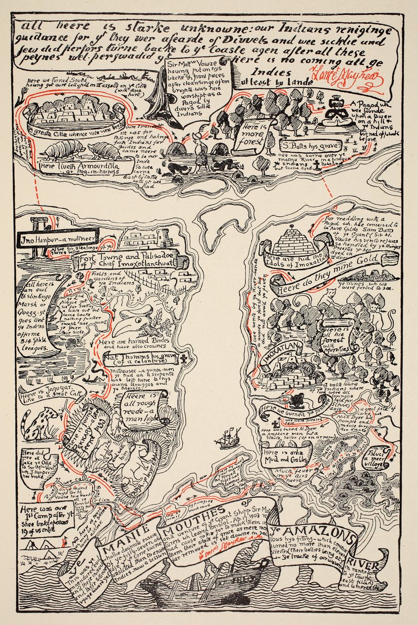 Eine aufreizende Karte des trüben Amazonas, Illustration aus 