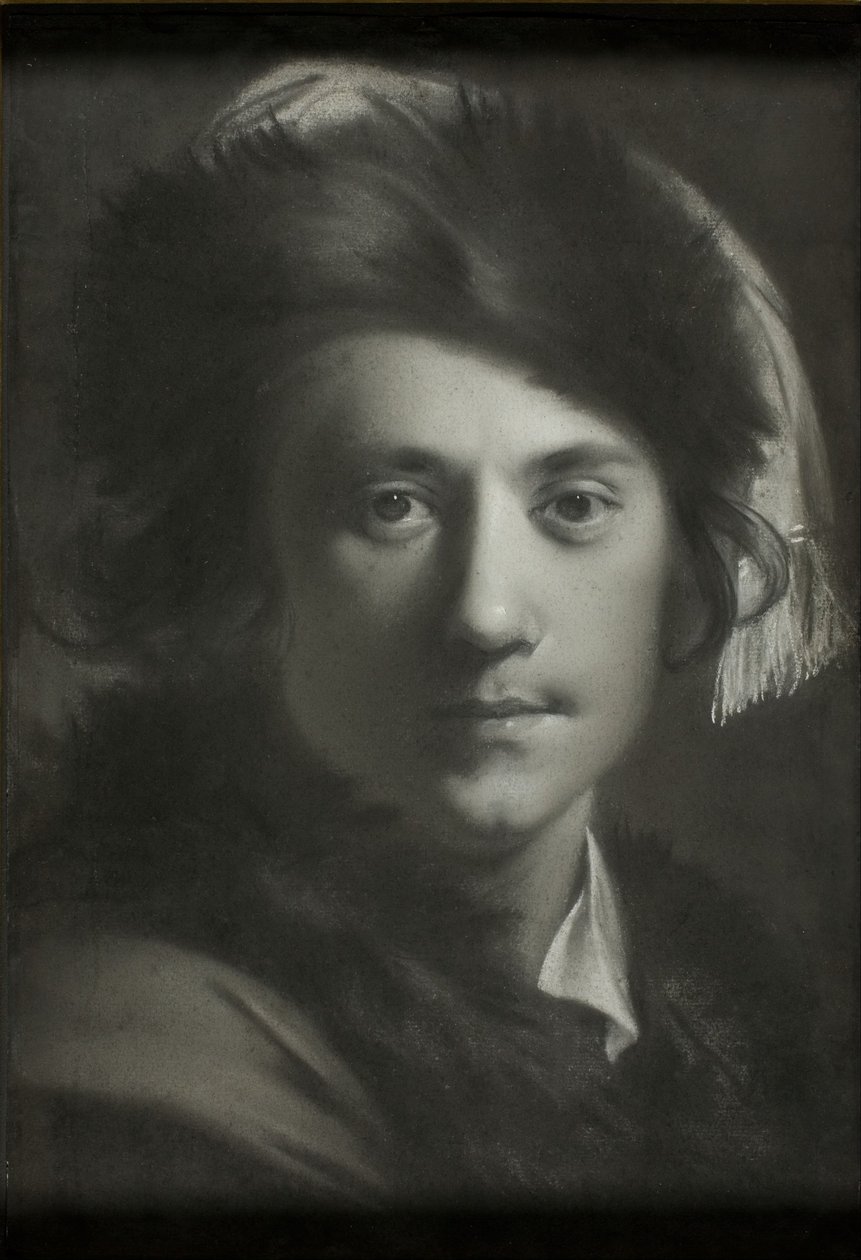 Selbstporträt mit Pelzmütze von Joseph Wright of Derby