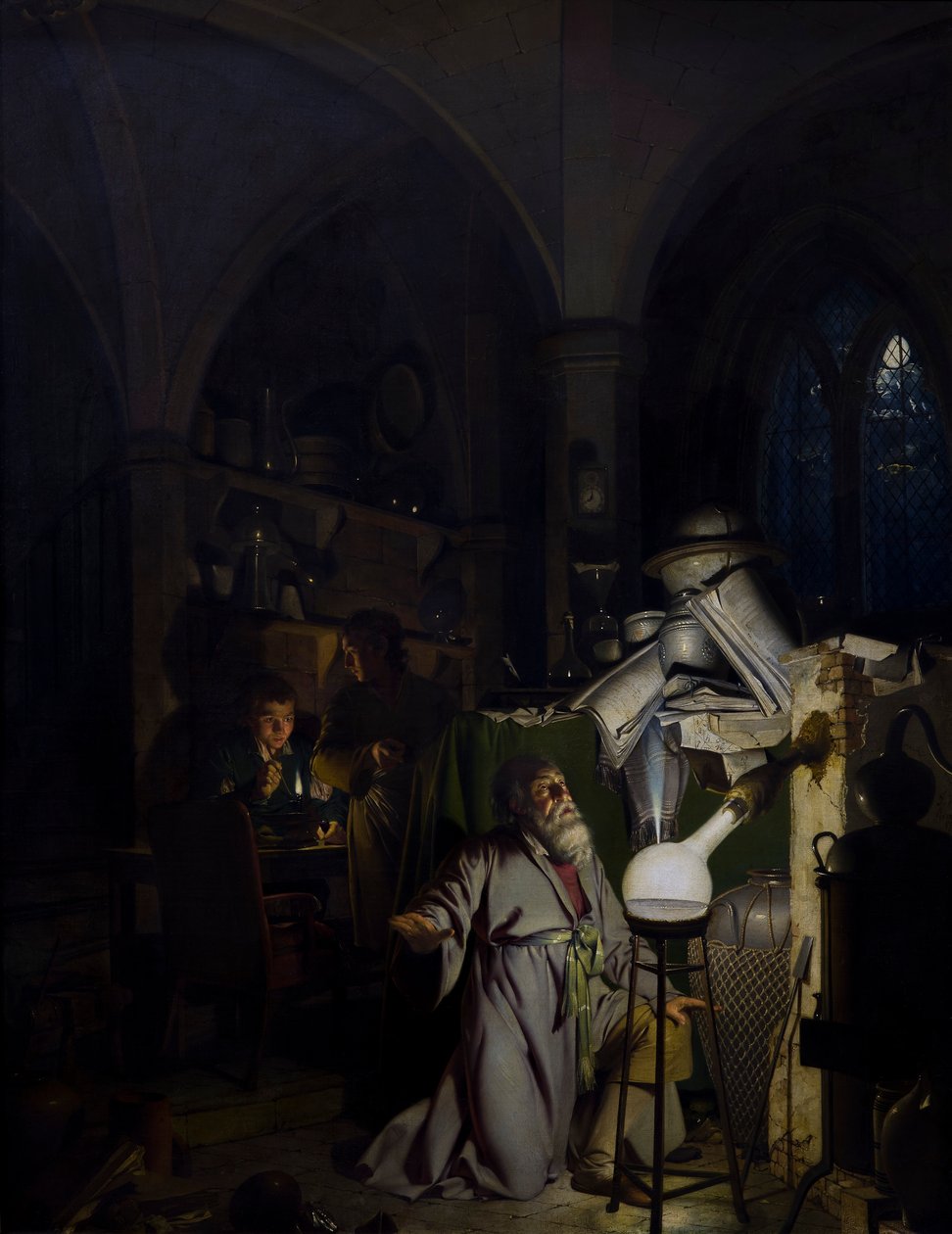 Der Alchemist auf der Suche nach dem Stein der Weisen von Joseph Wright of Derby
