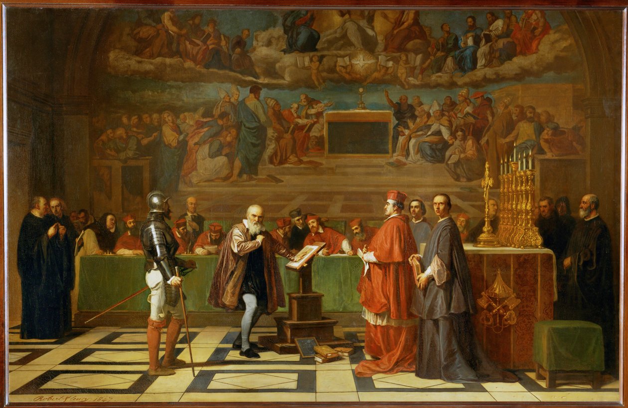 Galileo Galilei vor dem Heiligen Offizium im Vatikan von Joseph-Nicolas Robert-Fleury