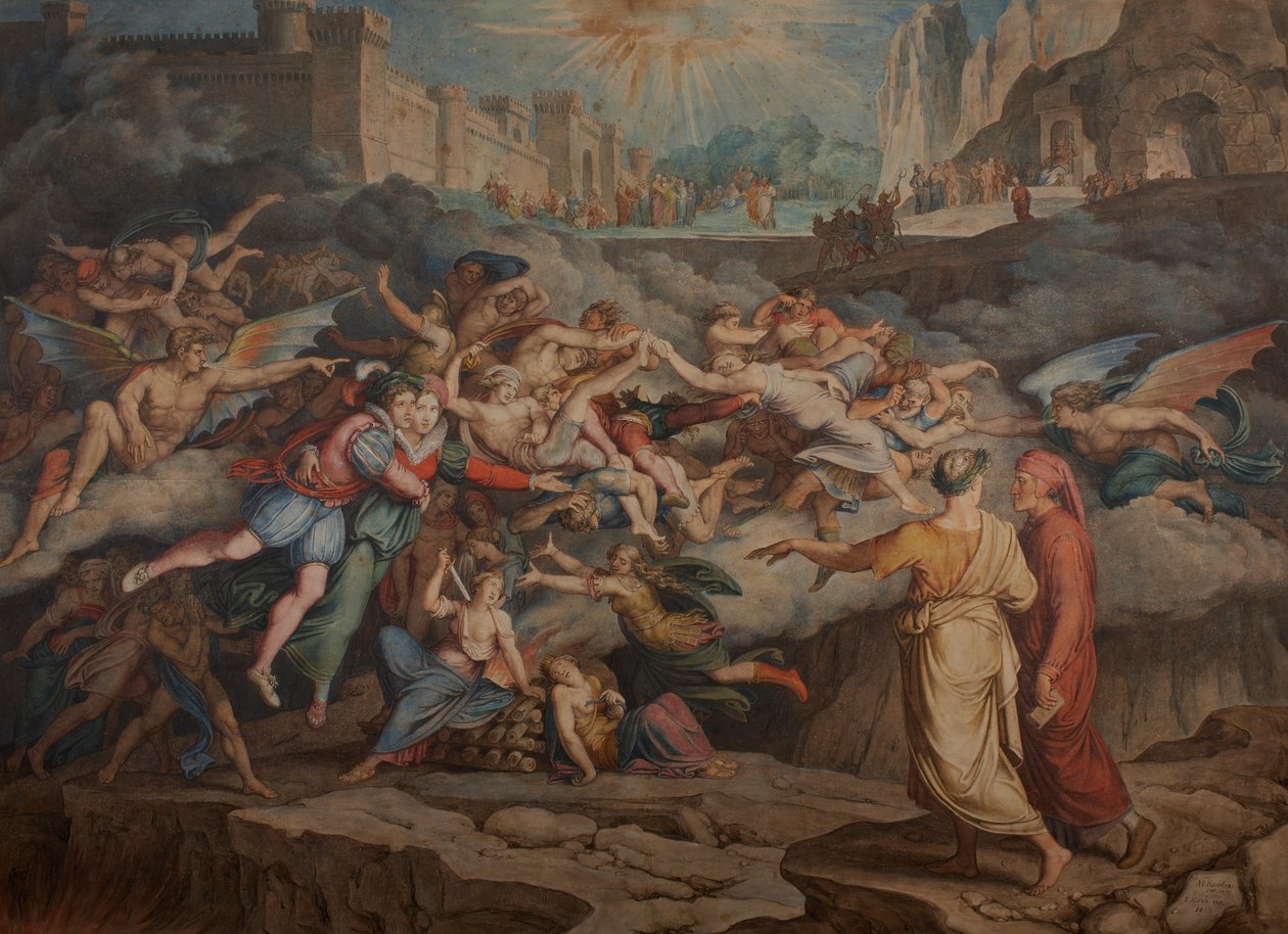 Dante und Virgil im zweiten Kreis der Hölle von Joseph Anton Koch